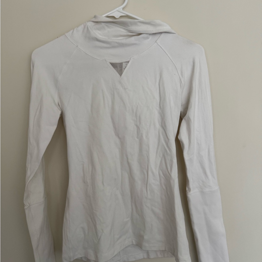 Lululemon Athletica Cream Long Sleeve Cut Out Hoodie